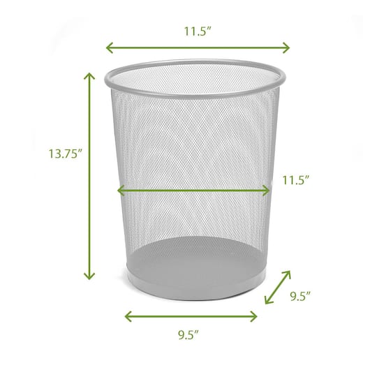 Mind Reader Garbage Round Metal Mesh Waste Basket Recycling Bin